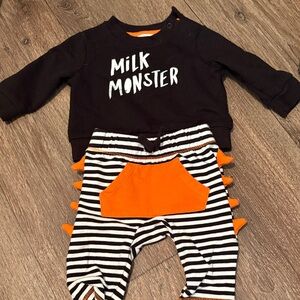 Cat & Jack Black and Orange "Milk Monster" Baby Matching Set